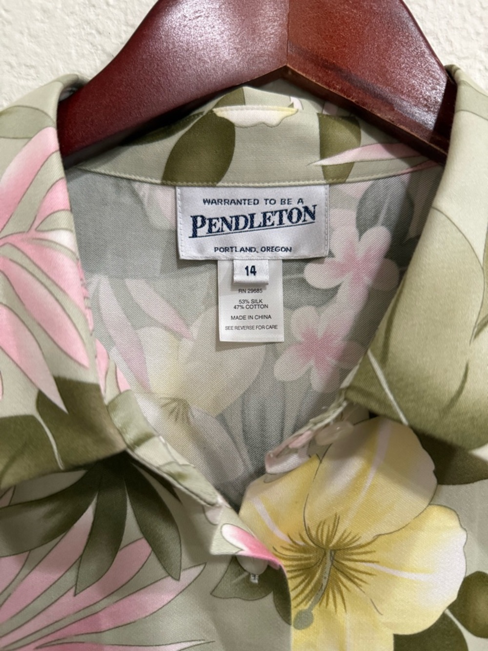 Pendleton Tropical Floral Silk-Cotton Blend Button Down Long Sleeve Shirt - Picture 3 of 13
